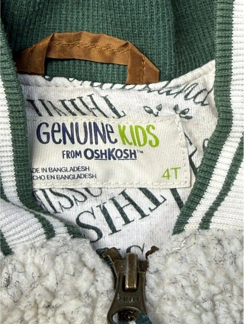 Genuine Kids OshKosh Toddler Sherpa Bomber Jacket Size 4T Brown Cream